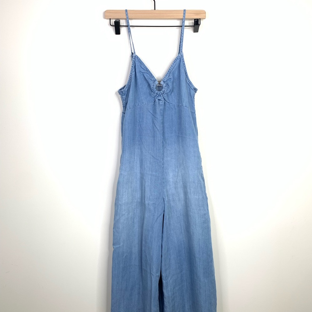 Coco and Jaimeson Faded Style Denim‎ Jumpsuit Wideleg Chambray Romper XS